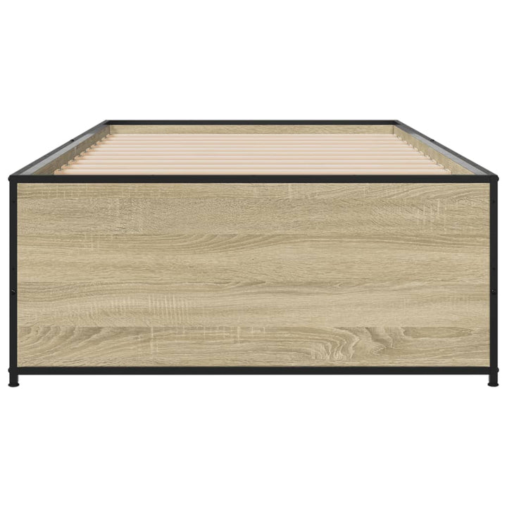 sengeramme 90x200 cm konstrueret træ og metal sonoma-eg