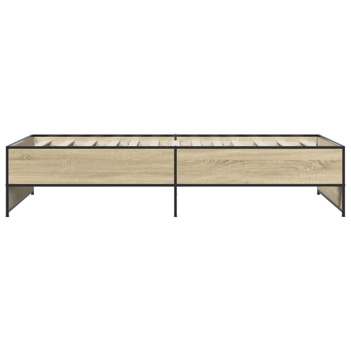 sengeramme 90x200 cm konstrueret træ og metal sonoma-eg