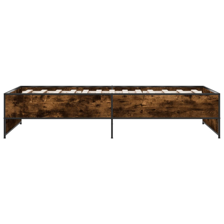 sengeramme 90x200 cm konstrueret træ og metal røget eg