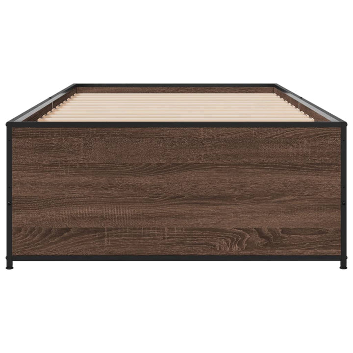 sengeramme 90x200 cm konstrueret træ og metal brun egetræsfarve