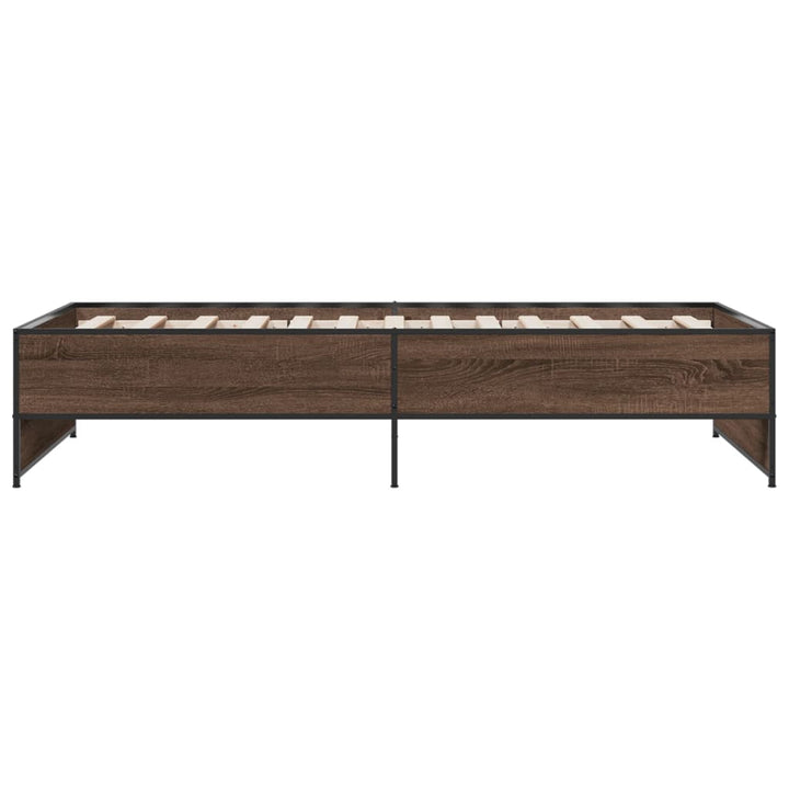 sengeramme 90x200 cm konstrueret træ og metal brun egetræsfarve