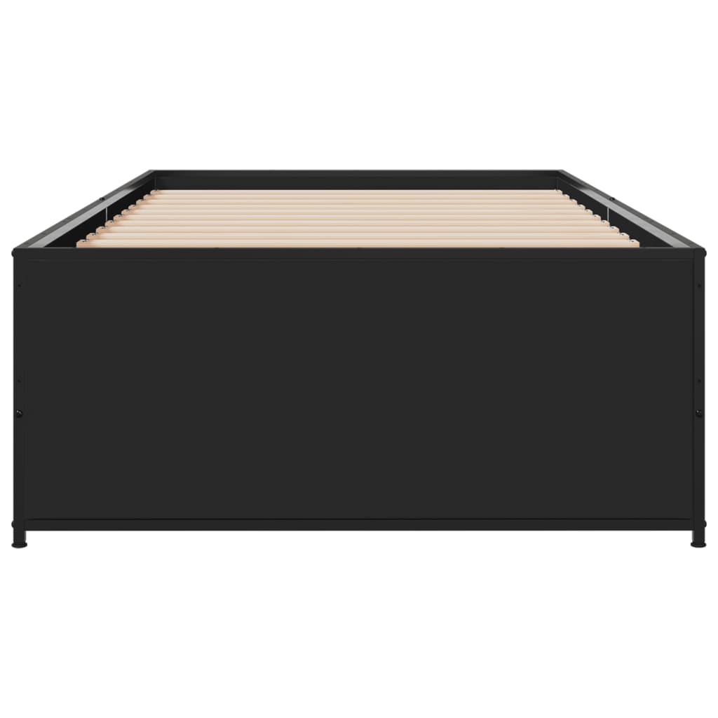 sengeramme 90x190 cm konstrueret træ og metal sort