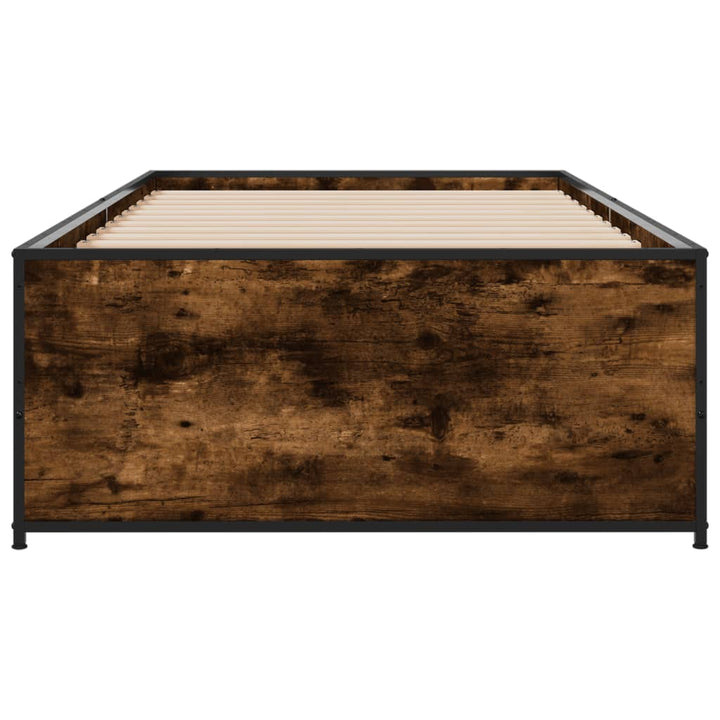 sengeramme 90x190 cm konstrueret træ og metal røget eg