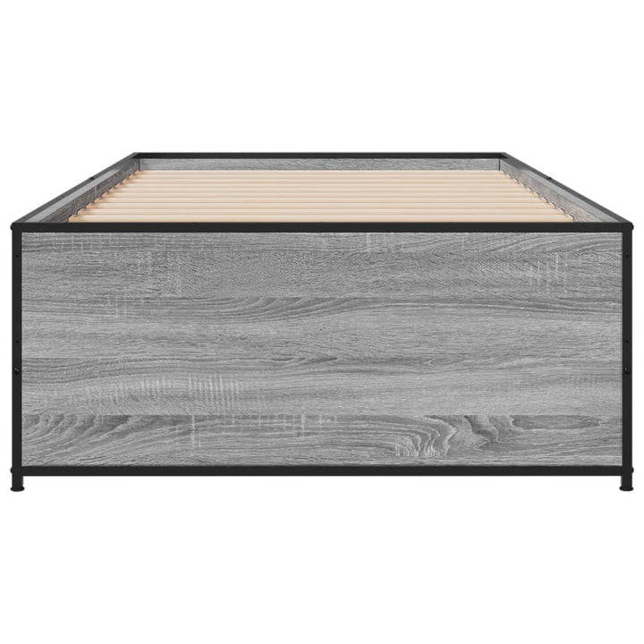 sengeramme 90x190 cm konstrueret træ og metal grå sonoma-eg