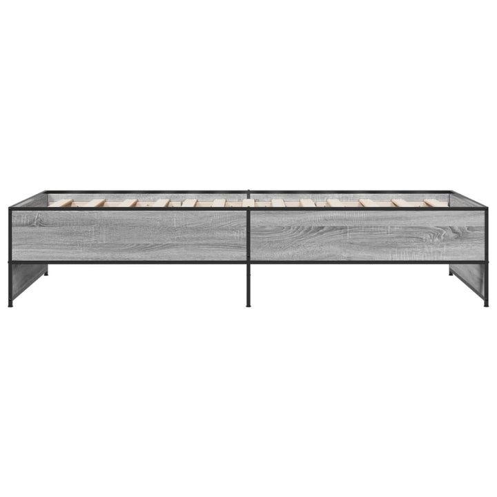sengeramme 90x190 cm konstrueret træ og metal grå sonoma-eg