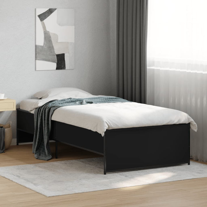 sengeramme 75x190 cm konstrueret træ og metal sort