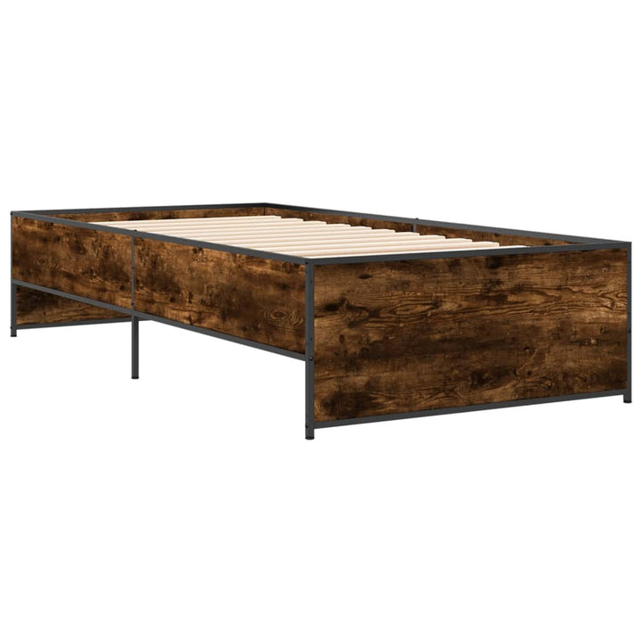 sengeramme 75x190 cm konstrueret træ og metal røget eg