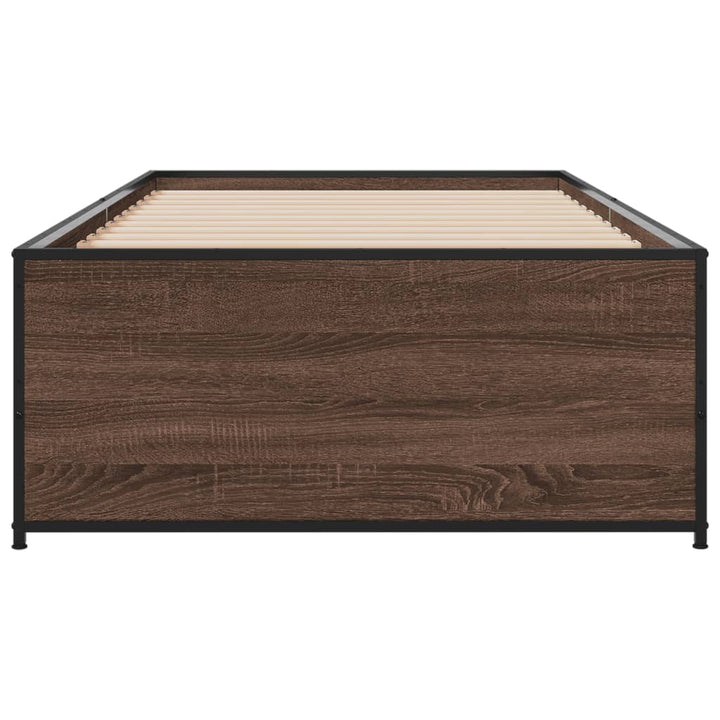 sengeramme 75x190 cm konstrueret træ og metal brun egetræsfarve