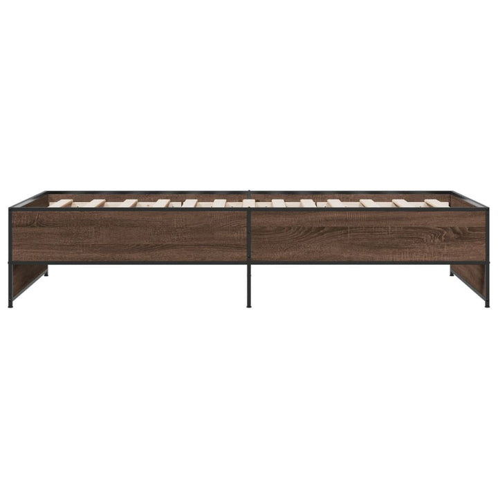 sengeramme 75x190 cm konstrueret træ og metal brun egetræsfarve