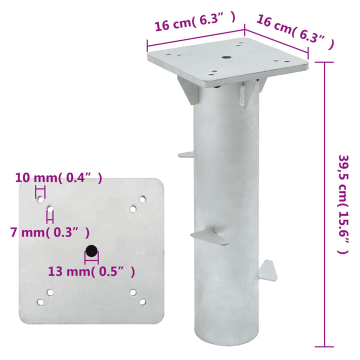 nedgravet parasolbase 16x16x39,5 cm stål sølvfarvet