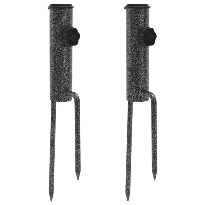 parasolholdere 2 stk. med jordspyd 9x35 cm galvaniseret stål
