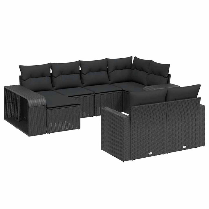 sofasæt til haven 10 dele med hynder polyrattan sort