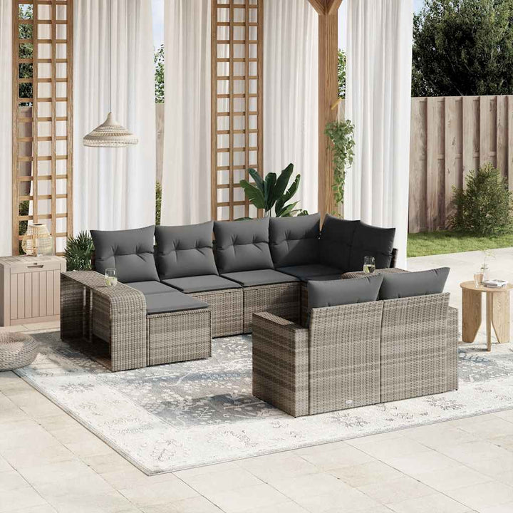 sofasæt til haven 10 dele med hynder polyrattan lysegrå