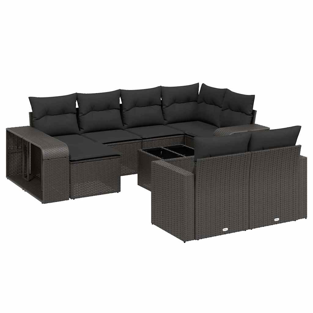 sofasæt til haven 11 dele med hynder polyrattan sort
