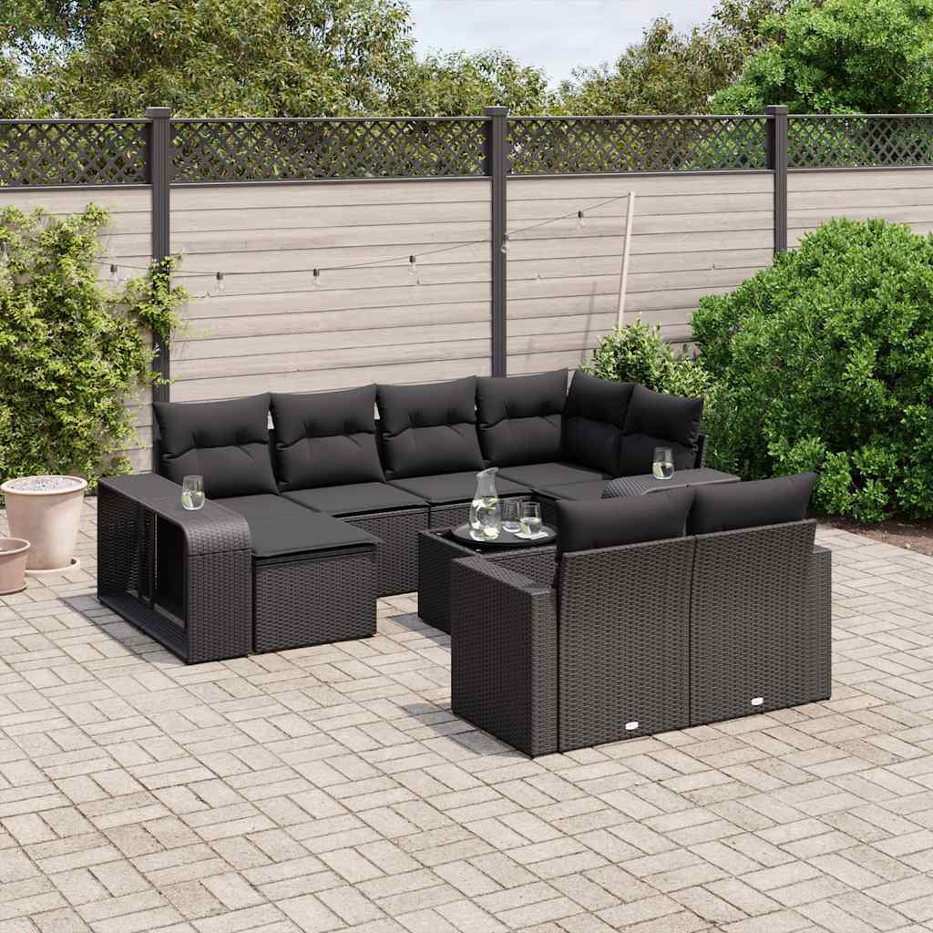 sofasæt til haven 11 dele med hynder polyrattan sort