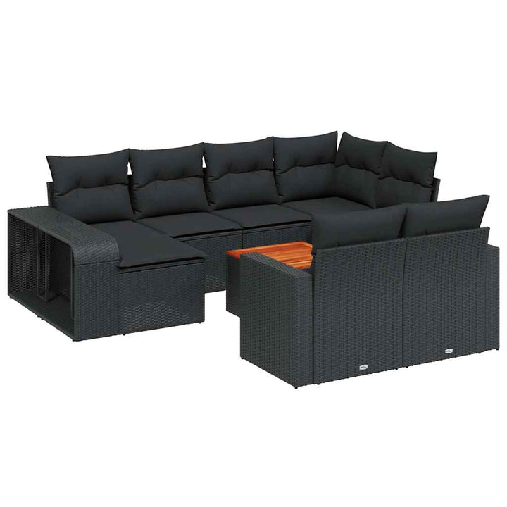 sofasæt til haven 11 dele med hynder polyrattan sort