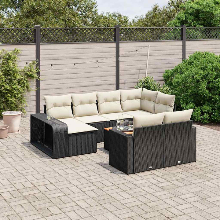 sofasæt til haven 11 dele med hynder polyrattan sort