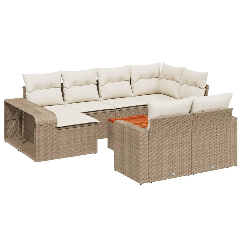 sofasæt til haven 11 dele med hynder polyrattan beige