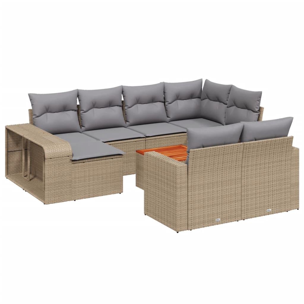 sofasæt til haven 11 dele med hynder polyrattan beige