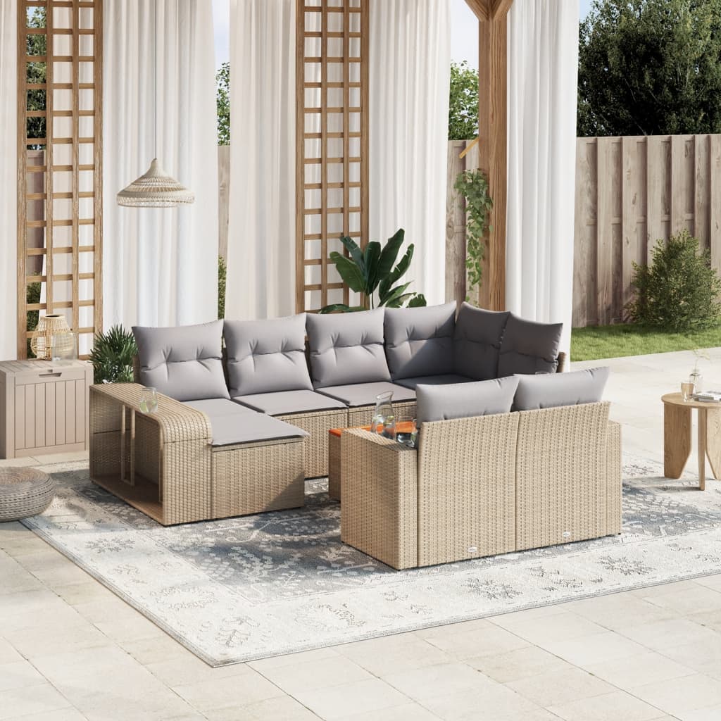 sofasæt til haven 11 dele med hynder polyrattan beige