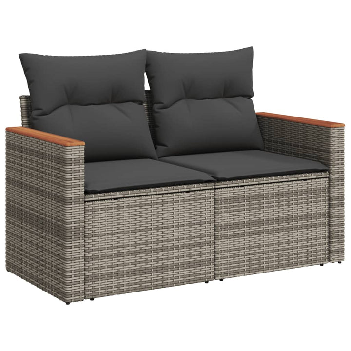 havesofasæt 3 dele med hynder polyrattan grå