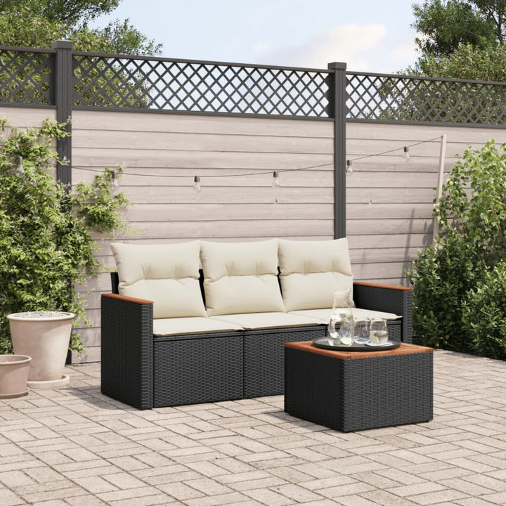sofasæt til haven 4 dele med hynder polyrattan sort