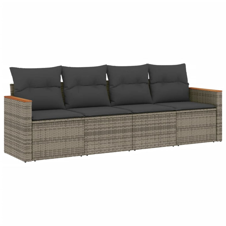 sofasæt til haven 4 dele med hynder polyrattan grå