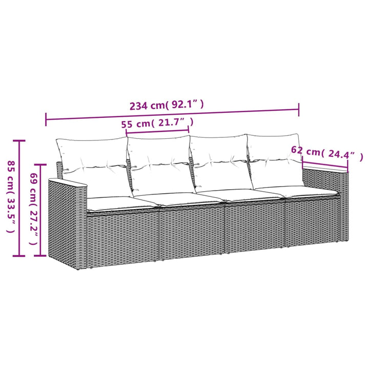 sofasæt til haven 4 dele med hynder polyrattan grå