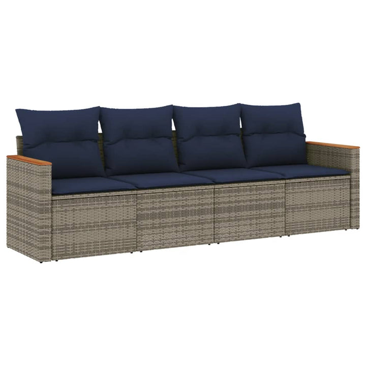 havesofasæt med 4 dele og hynder grå polyrattan