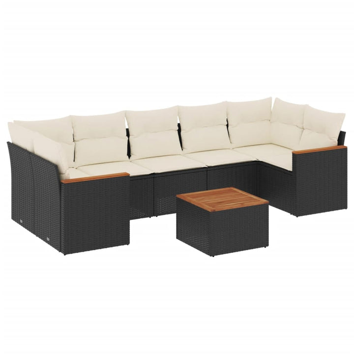 sofasæt til haven 8 dele med hynder polyrattan sort