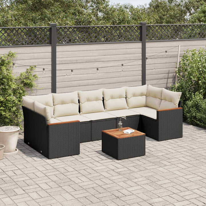 sofasæt til haven 8 dele med hynder polyrattan sort