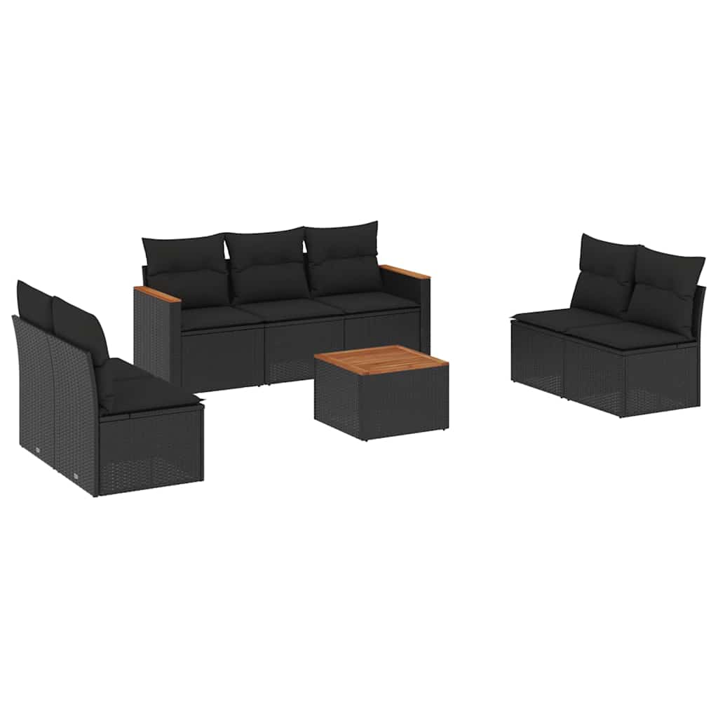 sofasæt til haven 8 dele med hynder polyrattan sort
