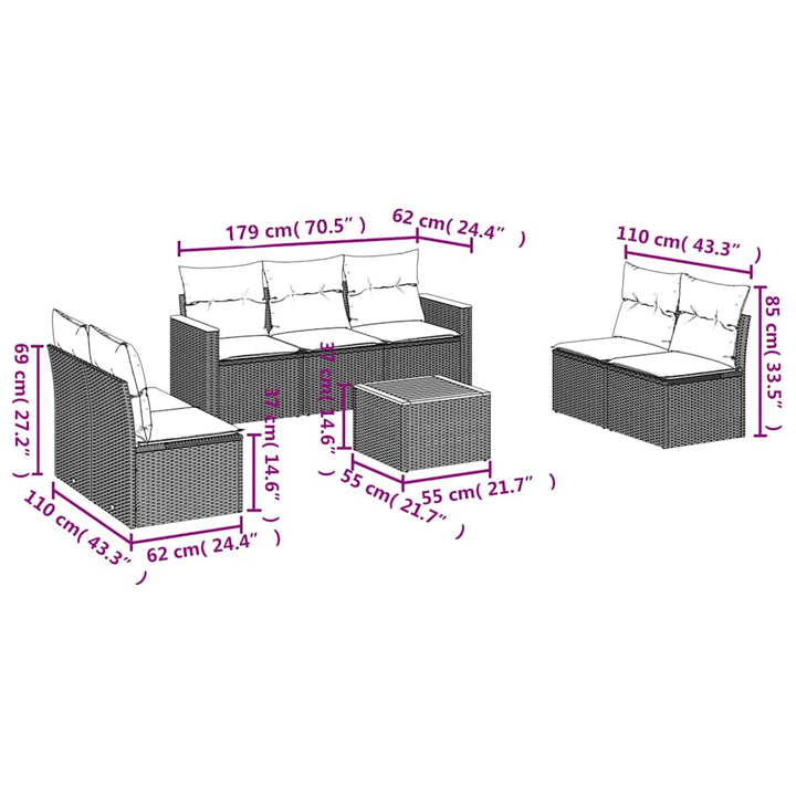 sofasæt til haven 8 dele med hynder polyrattan sort
