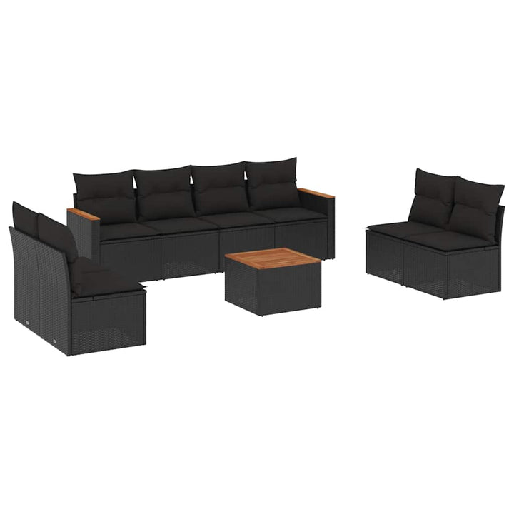 sofasæt til haven 9 dele med hynder polyrattan sort