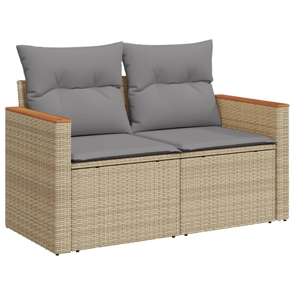 havesofasæt 5 dele med hynder polyrattan beige