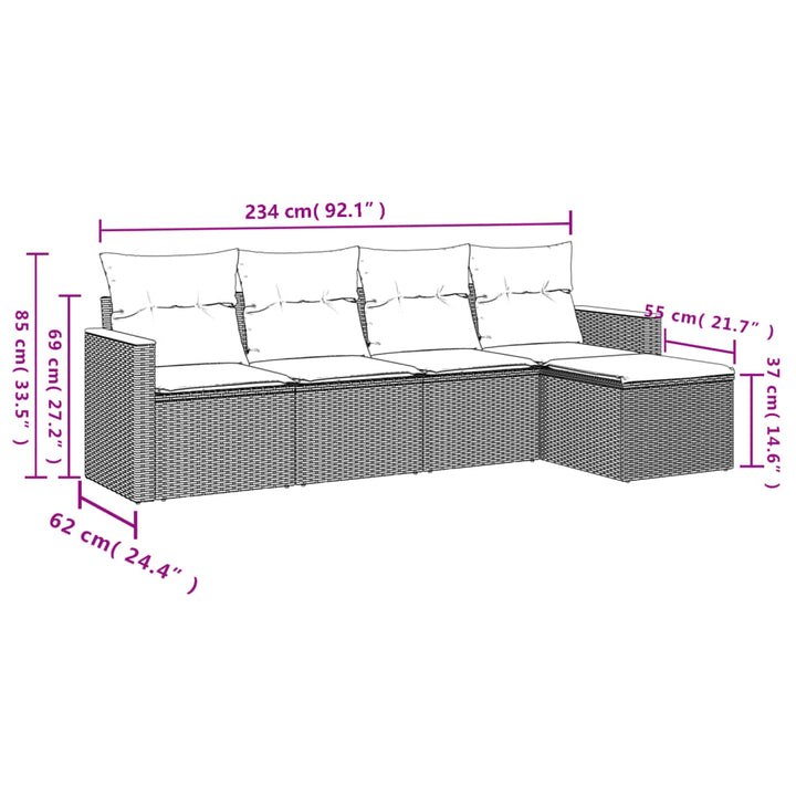 havesofasæt 5 dele med hynder polyrattan beige
