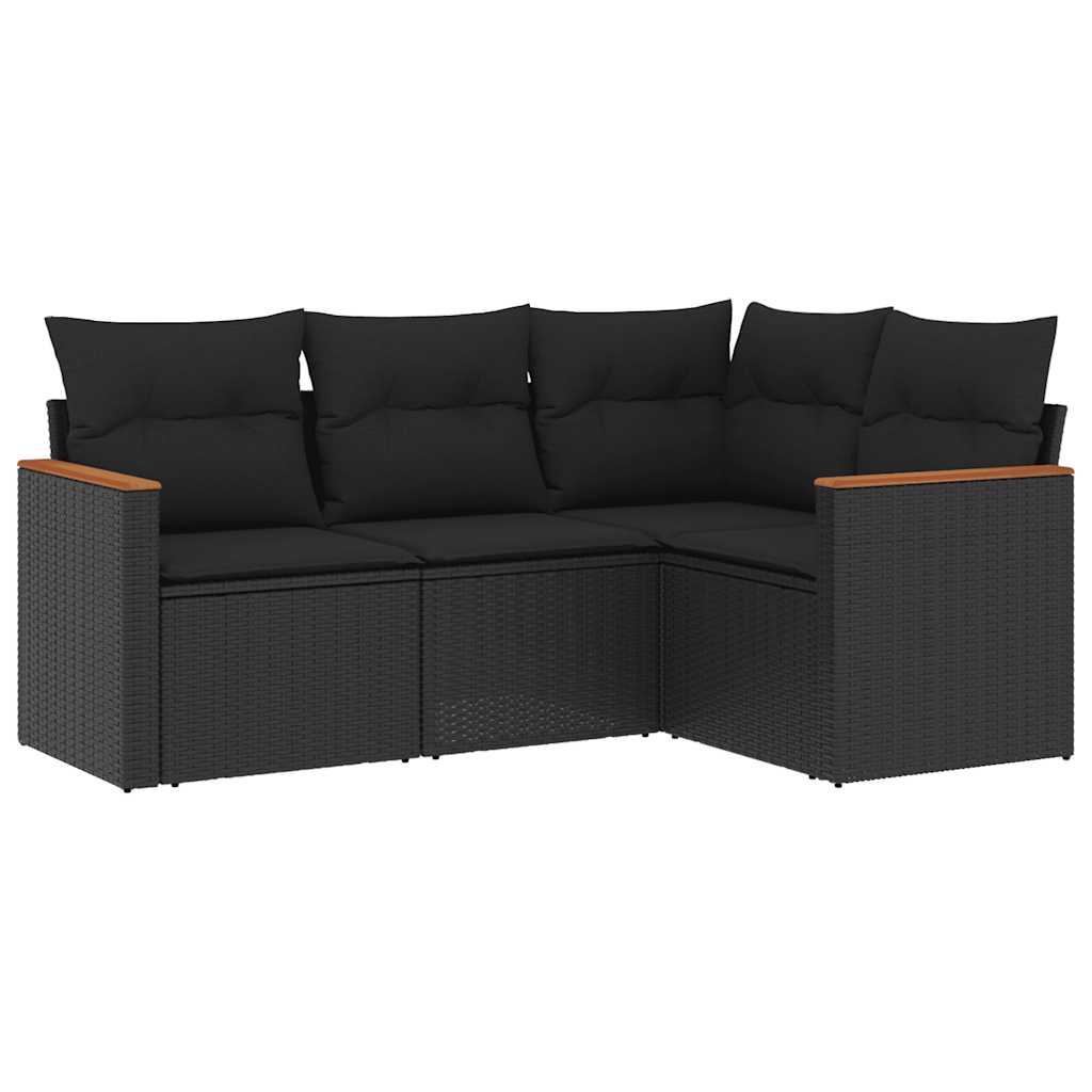 sofasæt til haven 4 dele med hynder polyrattan sort