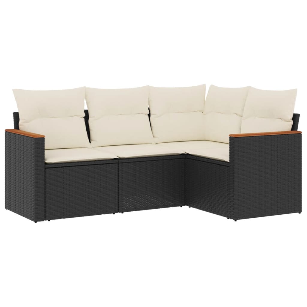 sofasæt til haven 4 dele med hynder polyrattan sort