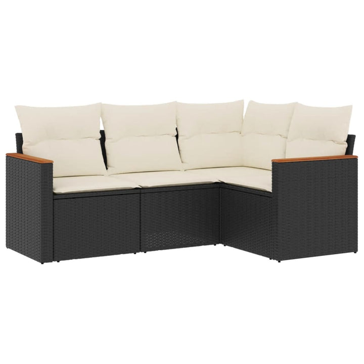 sofasæt til haven 4 dele med hynder polyrattan sort