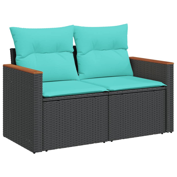 havesofasæt med 4 dele og hynder sort polyrattan