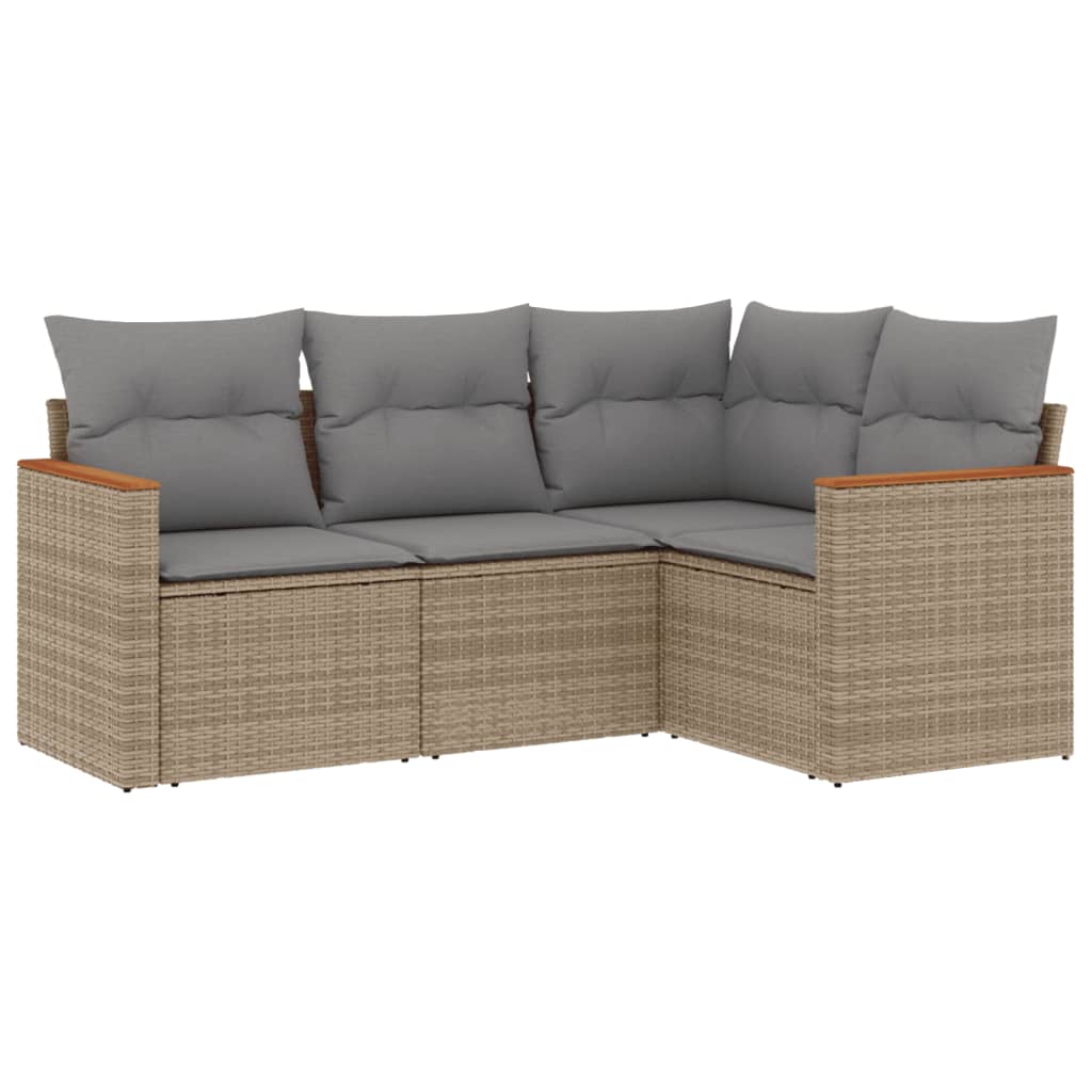sofasæt til haven 4 dele med hynder polyrattan beige