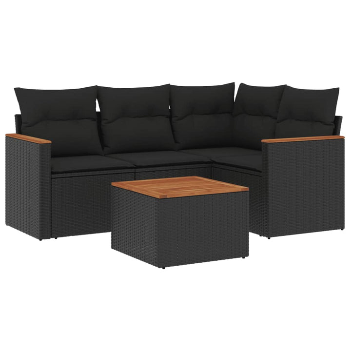 sofasæt til haven 5 dele med hynder polyrattan sort