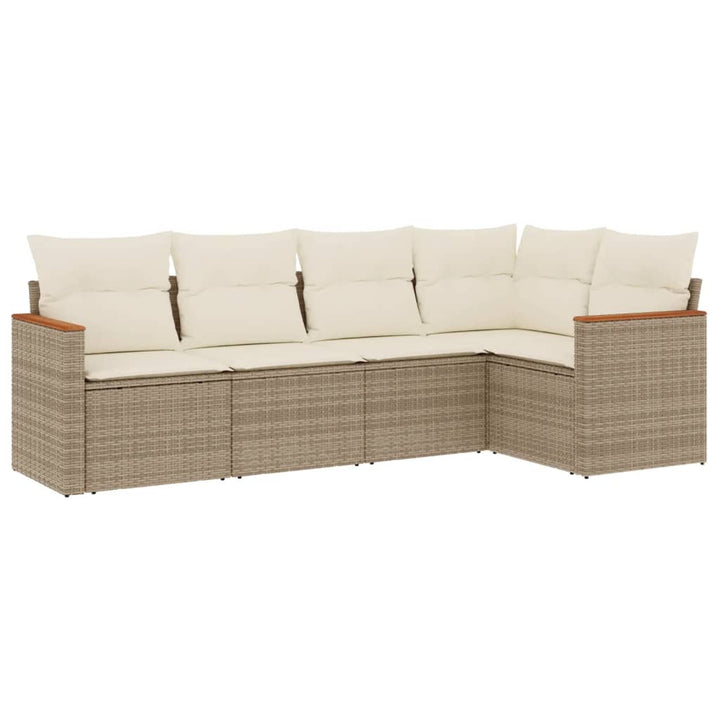 sofasæt til haven 5 dele med hynder polyrattan beige