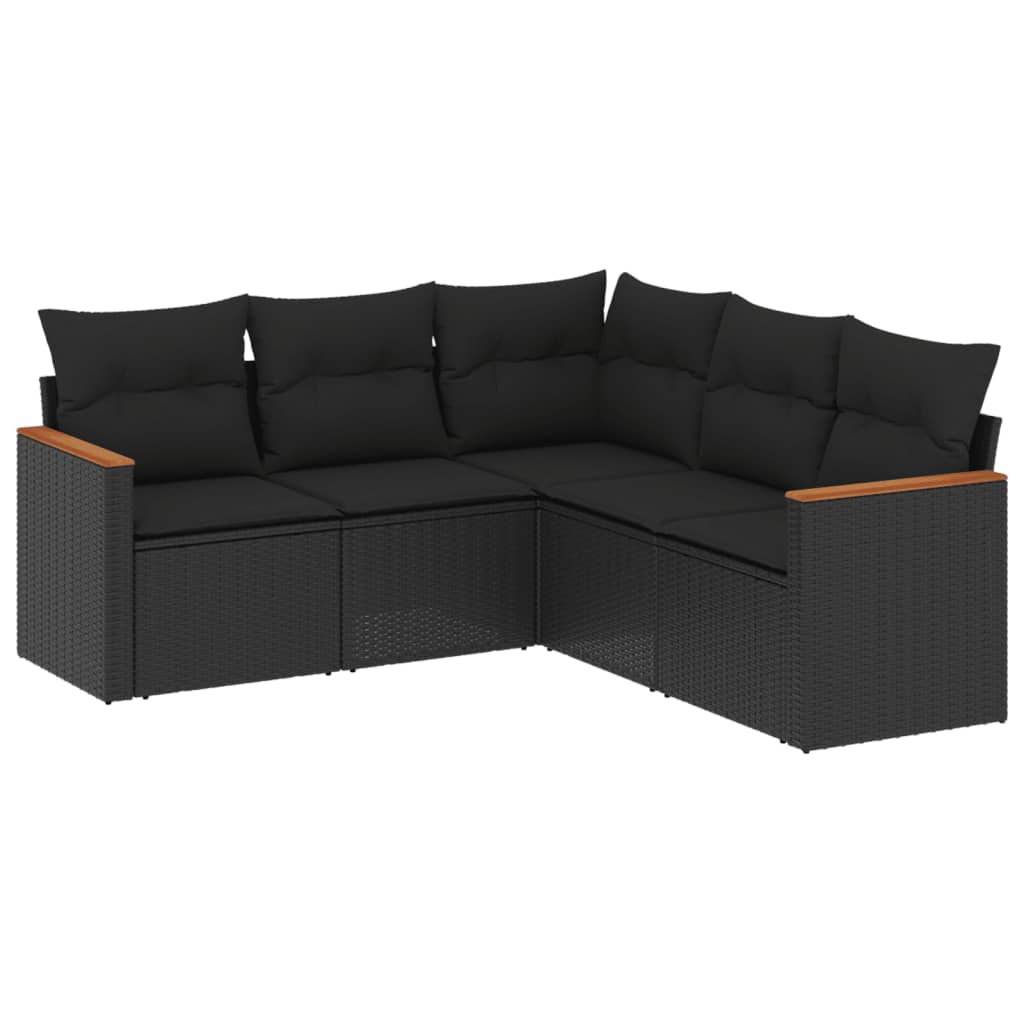 sofasæt til haven 5 dele med hynder polyrattan sort
