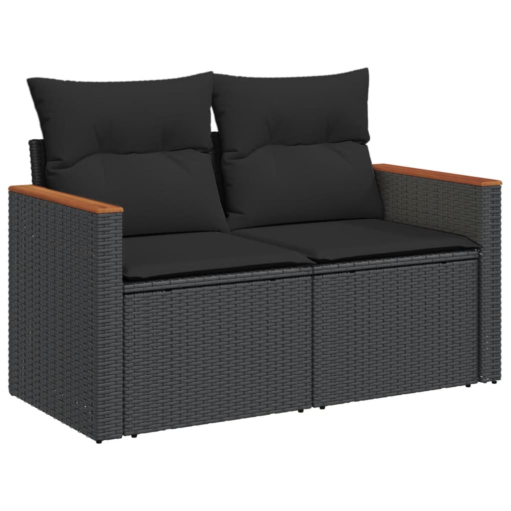 sofasæt til haven 5 dele med hynder polyrattan sort