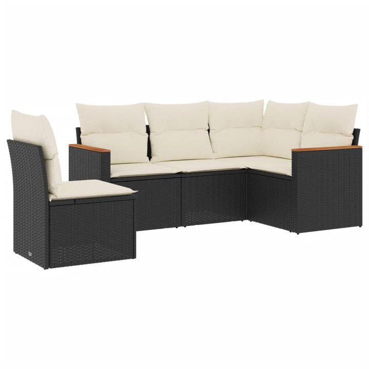 sofasæt til haven 5 dele med hynder polyrattan sort