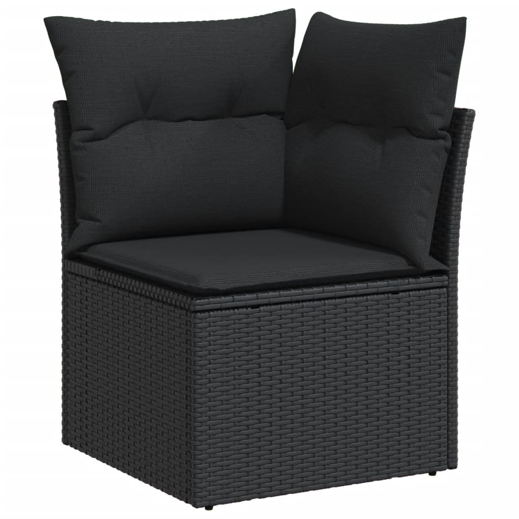 sofasæt til haven 7 dele med hynder polyrattan sort