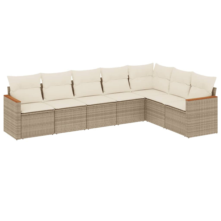sofasæt til haven 7 dele med hynder polyrattan beige