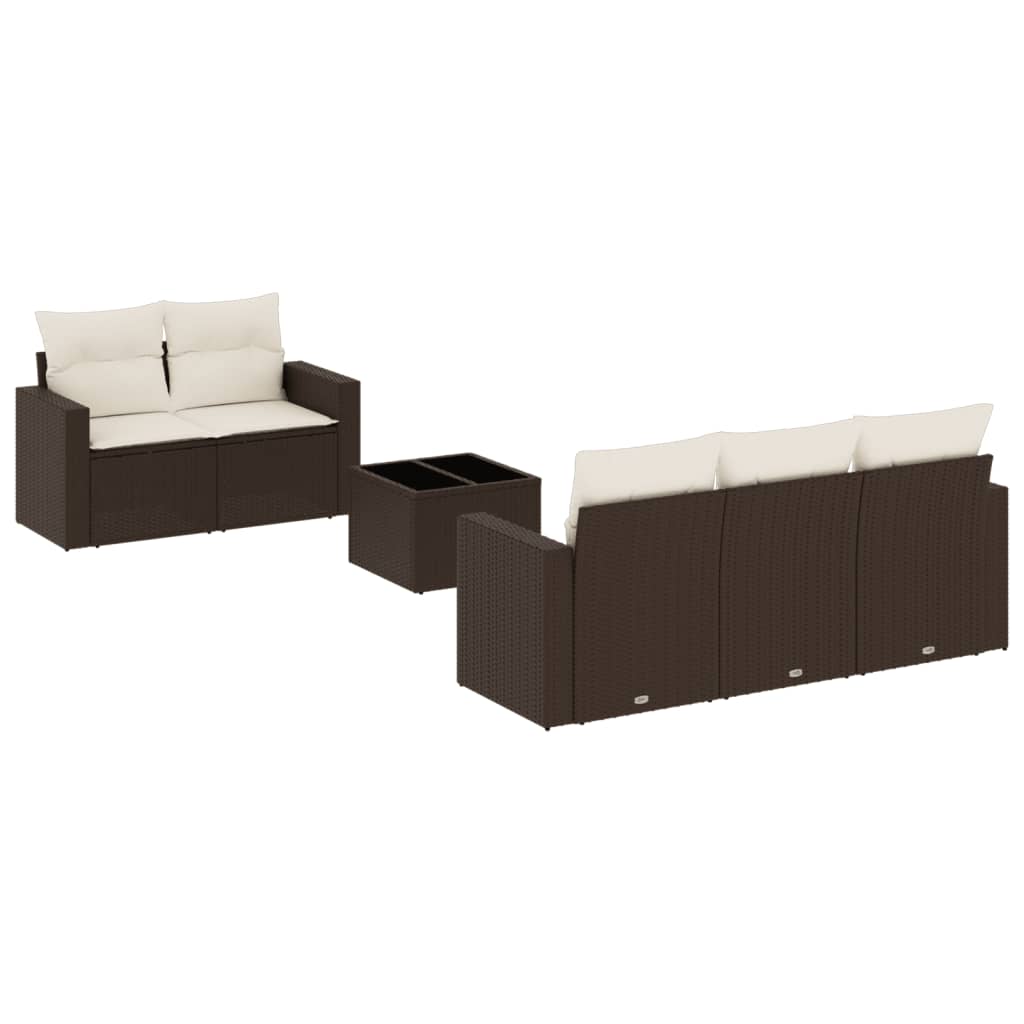 sofasæt til haven 6 dele med hynder polyrattan brun