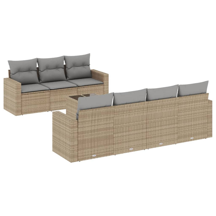 sofasæt til haven 8 dele med hynder polyrattan beige